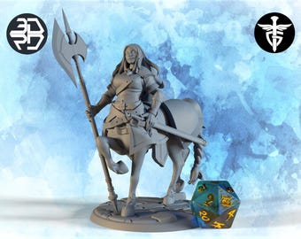 Female Centaur Soldier Miniature, Phylnyveth | Twin Goddess Miniatures | Tabletop RPG Miniature | Roleplaying 3D Printed Fantasy Mini