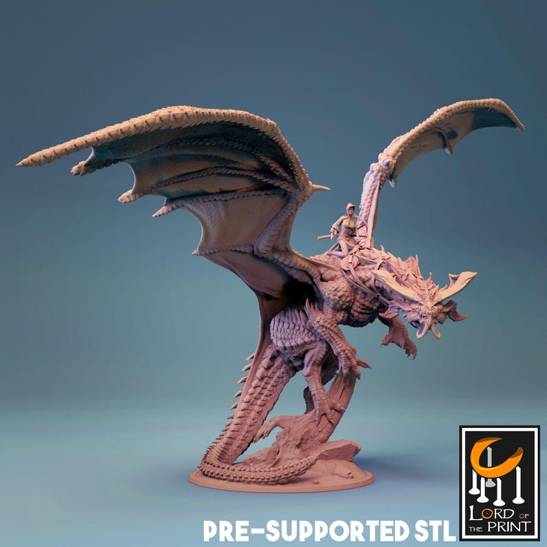 Oriental Dragon Miniature | Tabletop RPG Miniature | Rescale Miniature | Roleplaying 3D Printed Fantasy Mini Flying