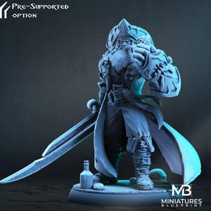 Pirate Captain Miniature | Tabletop RPG Miniature | Miniatures Blueprint | Roleplaying 3D Printed Fantasy Mini