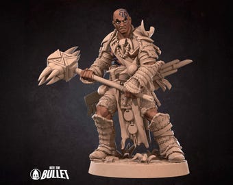 Human Bloodrager Miniature | Tabletop RPG Miniature | Bite the Bullet | Roleplaying 3D Printed Fantasy Mini