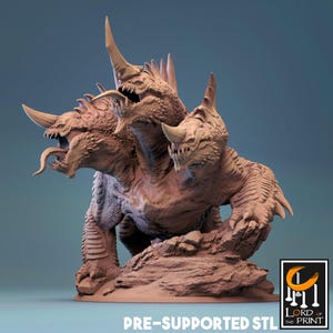 Cerberus Hell Hound Miniature | Tabletop RPG Miniature | Rescale Miniature | Roleplaying 3D Printed Fantasy Mini