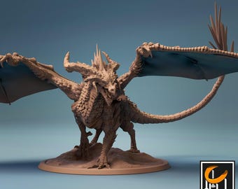 Adult Black Dragon Miniature | Tabletop RPG Miniature | Rescale Miniature | Roleplaying 3D Printed Fantasy Mini
