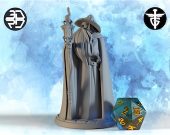 Human Wizard Miniature, Randalf | Twin Goddess Miniatures | Tabletop RPG Miniature | Roleplaying 3D Printed Fantasy Mini