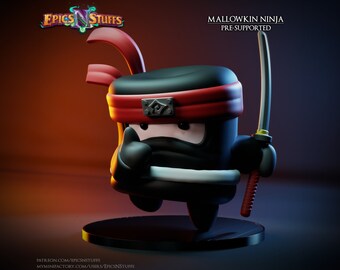 Marshmallow Ninja Miniature | Tabletop RPG Miniature | Epic 'N' Stuff | Roleplaying 3D Printed Fantasy Mini