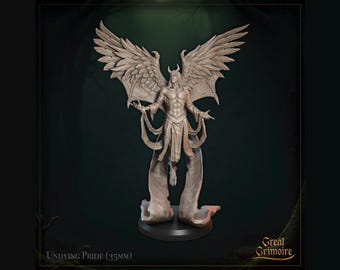 Fallen Angel Archmage Miniature | Tabletop RPG Miniature | Great Grimoire | Roleplaying 3D Printed Fantasy Mini