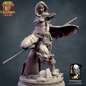 Female Rogue Miniature | Tabletop RPG Miniature | Javier Txiki Tejedor | Roleplaying 3D Printed Fantasy Mini