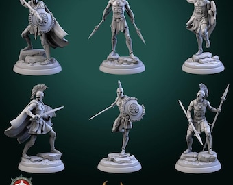 Greek Warrior Miniature | Tabletop RPG Miniature | White Werewolf Tavern | Roleplaying 3D Printed Fantasy Mini