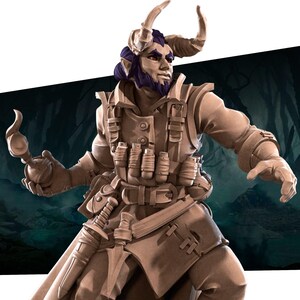 Tiefling Artificer Miniature | Tabletop RPG Miniature | Bite the Bullet | Roleplaying 3D Printed Fantasy Mini