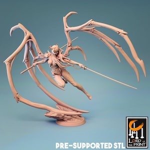 Succubus Fighter Miniature | Tabletop RPG Miniature | Rescale Miniature | Roleplaying 3D Printed Fantasy Mini