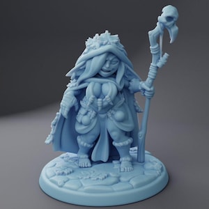 Female Goblin Druid Miniature, Leaf | Twin Goddess Miniatures | Tabletop RPG Miniature | Roleplaying 3D Printed Fantasy Mini
