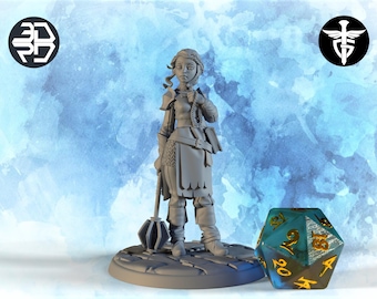 Female Cleric Miniature, Becca | Twin Goddess Miniatures | Tabletop RPG Miniature | Roleplaying 3D Printed Fantasy Mini