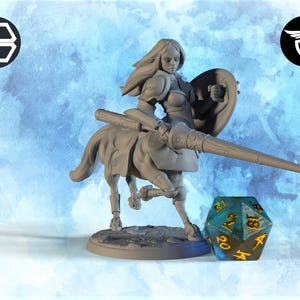 Female Centaur Lancer Miniature | Twin Goddess Miniatures | Tabletop RPG Miniature | Roleplaying 3D Printed Fantasy Mini