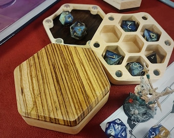 Wooden Dice Box | TTRPG DnD Dice Storage | Magnetic Case | Gaming Accessory | Gift Box | Solid Maple Exotic Wood