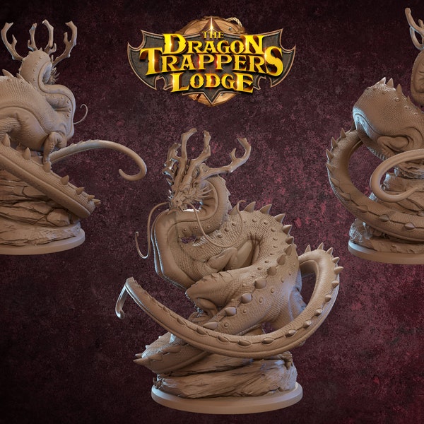 Earth Dragon Miniature | Tabletop RPG Miniature | Dragon Trappers Lodge | Roleplaying 3D Printed Fantasy Mini