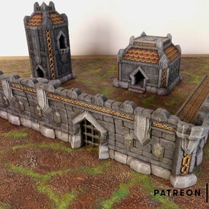 Dwarf Wall Modular Terrain Scenery | Makers Anvil | Roleplaying 3D Printed Fantasy Scenery | Miniature Building Terrain TTRPG