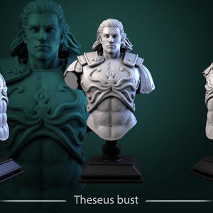 Warrior Theseus Bust | Tabletop RPG Miniature | White Werewolf Tavern | Roleplaying 3D Printed Fantasy Mini