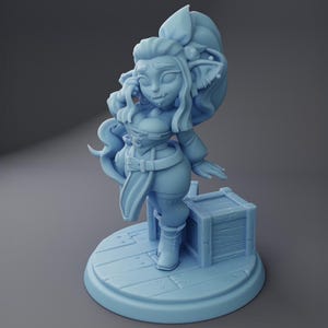 Female Goblin Merchant Miniature, Brie | Twin Goddess Miniatures | Tabletop RPG Miniature | Roleplaying 3D Printed Fantasy Mini