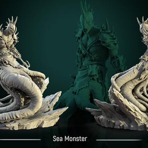 Sea Monster Miniature | Tabletop RPG Miniature | White Werewolf Tavern | Roleplaying 3D Printed Fantasy Mini