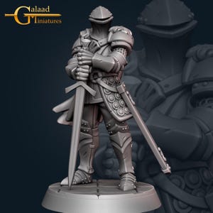 Knight Miniature | Tabletop RPG Miniature | Galaad Miniatures | Roleplaying 3D Printed Fantasy Mini