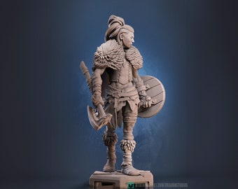 Female Viking Warrior Miniature, Freyja | Dragun Studios | Tabletop RPG Miniature | Roleplaying 3D Printed Fantasy Mini