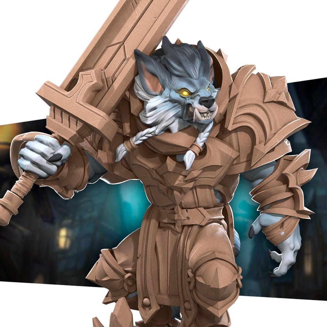 Werewolf Warrior Miniature | Tabletop RPG Miniature | Bite the Bullet ...