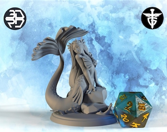 Female Ningyo Miniature, Yuumei | Twin Goddess Miniatures | Tabletop RPG Miniature | Roleplaying 3D Printed Fantasy Mini