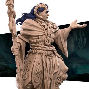 Tiefling Druid Miniature | Tabletop RPG Miniature | Bite the Bullet | Roleplaying 3D Printed Fantasy Mini