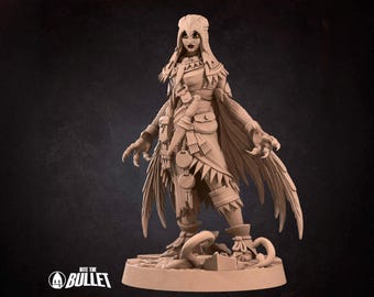 Female Shapeshifter Miniature | Tabletop RPG Miniature | Bite the Bullet | Roleplaying 3D Printed Fantasy Mini