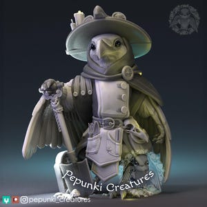Plague Doctor Raven Miniature | Tabletop RPG Miniature | Pepunki Creatures | Roleplaying 3D Printed Fantasy Mini