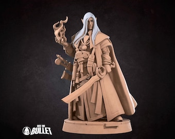 Half-Elf Magus Miniature | Tabletop RPG Miniature | Bite the Bullet | Roleplaying 3D Printed Fantasy Mini