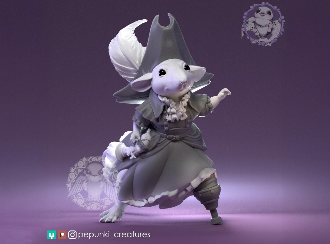 Rat Pirate Captain Miniature | Tabletop RPG Miniature | Pepunki ...