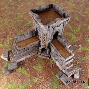 Dwarf Wall Tower Terrain Scenery | Makers Anvil | Roleplaying 3D Printed Fantasy Scenery | Miniature Building Terrain TTRPG
