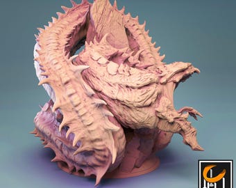 World Serpent Jormungandr Miniature | Tabletop RPG Miniature | Rescale Miniature | Roleplaying 3D Printed Fantasy Mini