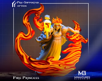 Fire Princess Miniature | Tabletop RPG Miniature | Miniatures Blueprint | Roleplaying 3D Printed Fantasy Mini