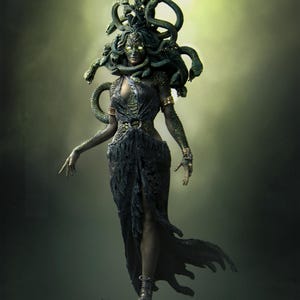 Gorgon Miniature, Medusa | Tabletop RPG Miniature | Nerikson | Roleplaying 3D Printed Fantasy Mini
