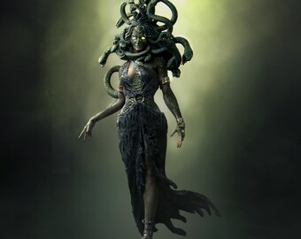 Gorgon Miniature, Medusa | Tabletop RPG Miniature | Nerikson | Roleplaying 3D Printed Fantasy Mini