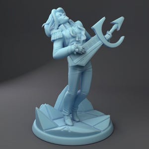 Synthwave Bard Miniature | Twin Goddess Miniatures | Tabletop RPG Miniature | Roleplaying 3D Printed Fantasy Mini