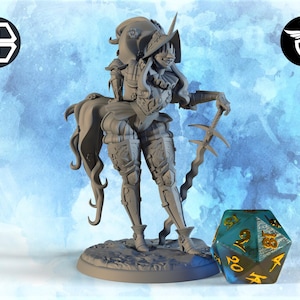 Figurine de combattante à l'épée, Dame Inez | Twin Goddess Miniatures | Figurine pour jeu de rôle sur table | Figurine fantastique imprimée en 3D pour jeu de rôle