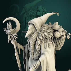 Kenku Druid Miniature | Tabletop RPG Miniature | White Werewolf Tavern | Roleplaying 3D Printed Fantasy Mini