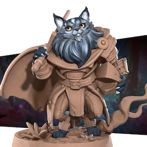 Catfolk Warrior Miniature | Tabletop RPG Miniature | Bite the Bullet | Roleplaying 3D Printed Fantasy Mini