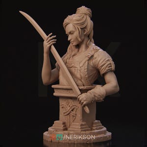 Female Blacksmith Bust, Lara | Tabletop RPG Miniature | Nerikson | Roleplaying 3D Printed Fantasy Mini