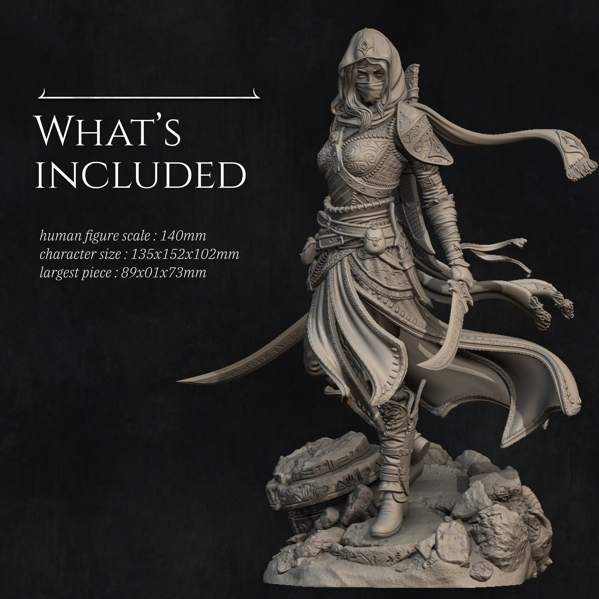 Female Assassin Miniature, Artemisia | Tabletop RPG Miniature ...