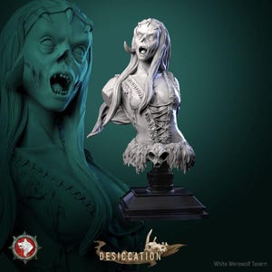 Female Zombie Barbarian Bust | Tabletop RPG Miniature | White Werewolf Tavern | Roleplaying 3D Printed Fantasy Mini