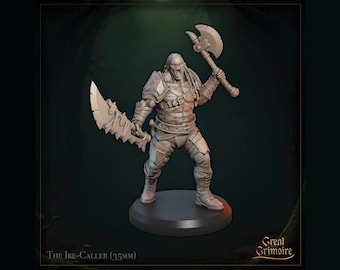 The Ire-Caller Miniature | Tabletop RPG Miniature | Great Grimoire | Roleplaying 3D Printed Fantasy Mini