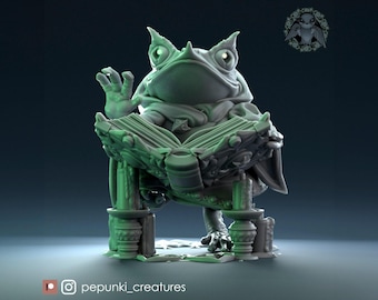 Frog Necromancer Miniature | Tabletop RPG Miniature | Pepunki Creatures | Roleplaying 3D Printed Fantasy Mini