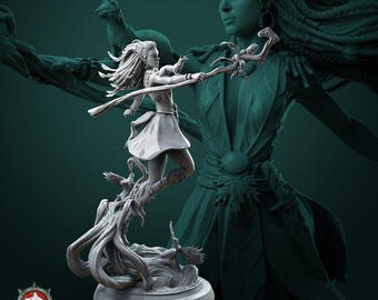 Female Forest Elf Druid Miniature, Lesika | Tabletop RPG Miniature | White Werewolf Tavern | Roleplaying 3D Printed Fantasy Mini