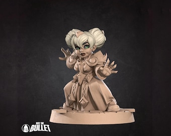 Female Gnome Chronomancer Miniature | Tabletop RPG Miniature | Bite The Bullet | Roleplaying 3D Printed Fantasy Mini