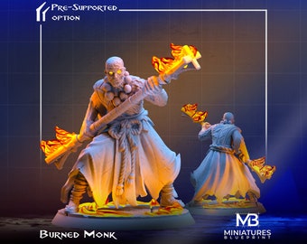 Burned Monk Miniature | Tabletop RPG Miniature | Miniatures Blueprint | Roleplaying 3D Printed Fantasy Mini