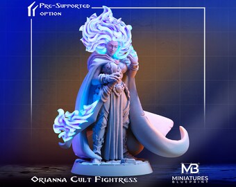 Cult Fightress Miniature, Orianna | Tabletop RPG Miniature | Miniatures Blueprint | Roleplaying 3D Printed Fantasy Mini
