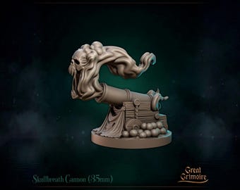 Skullbreath Cannon Miniature | Tabletop RPG Miniature | Great Grimoire | Roleplaying 3D Printed Fantasy Mini